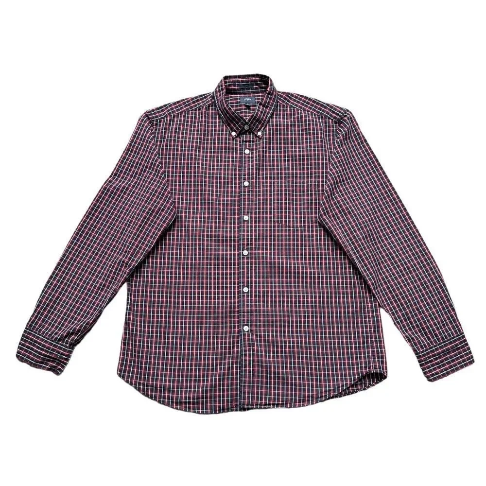 🔃J. Crew Men’s Red & Blue Plaid Long Sleeve Button Down Dress Shirt